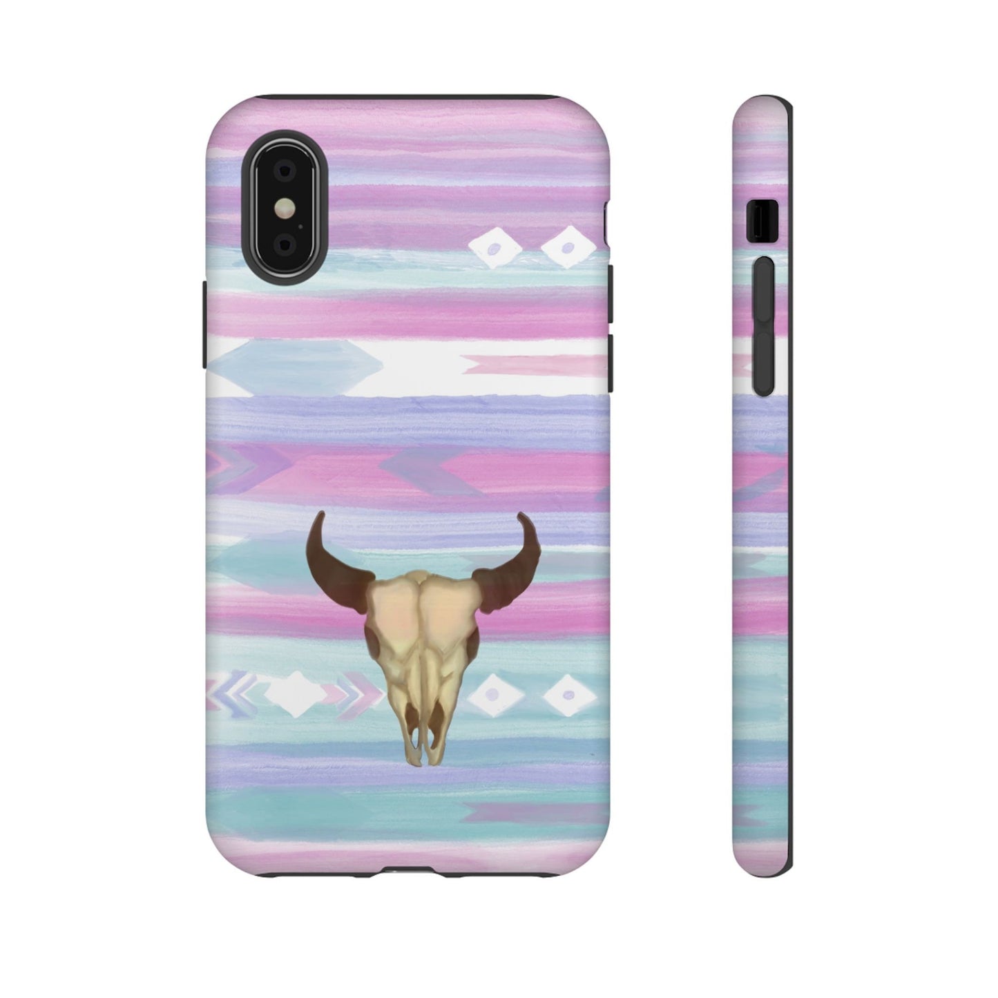 Western Phone Case Trendy Watercolor Design Cow Skull with Native American Vibes For iPhone Samsung Google