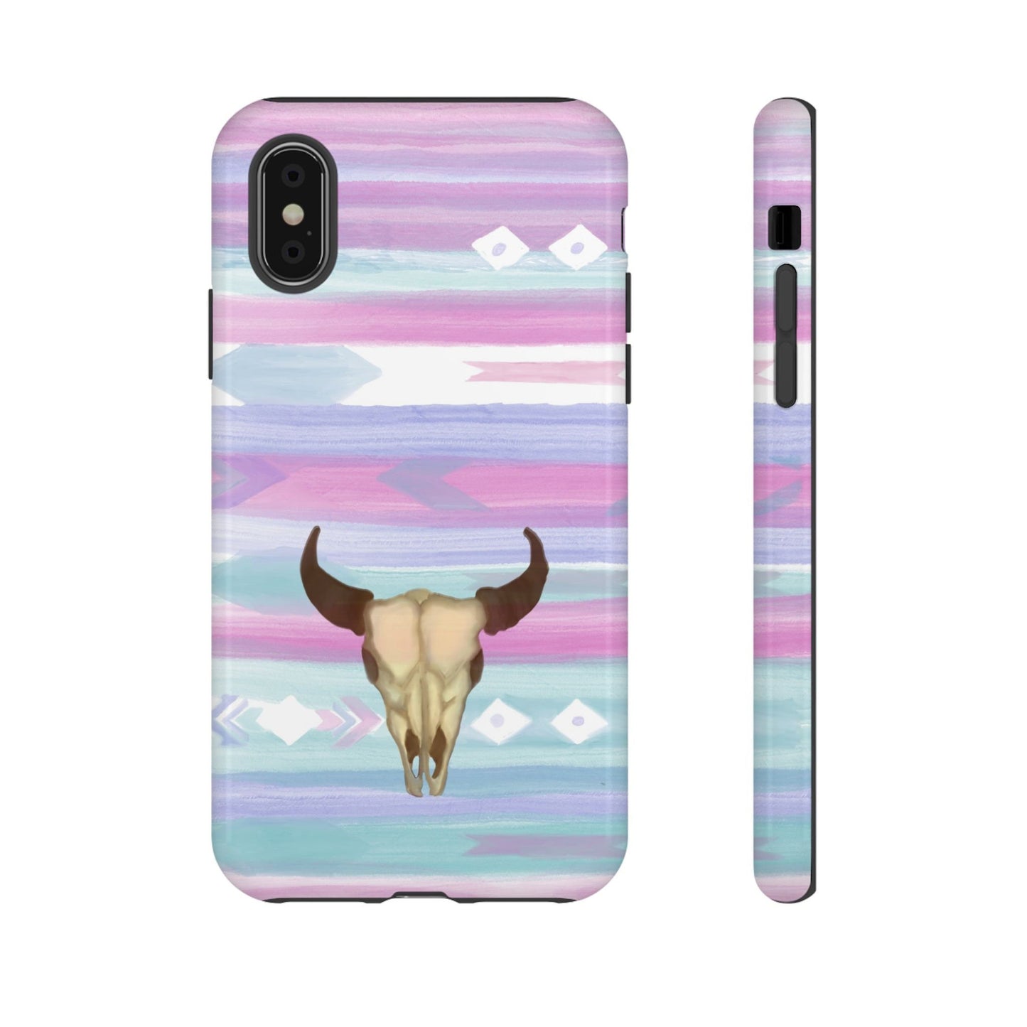 Western Phone Case Trendy Watercolor Design Cow Skull with Native American Vibes For iPhone Samsung Google