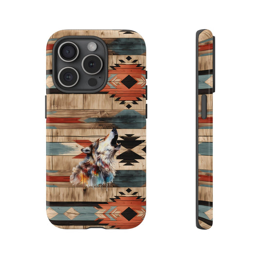 Cowgirl Western Phone Case with Tribal Wolf Design For iPhone 15 14 13 12 Google Pixel Samsung Southwestern Native American