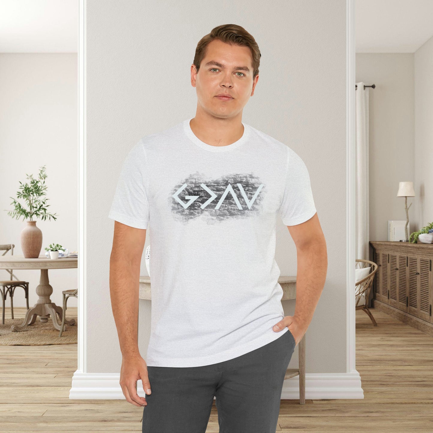 God is Greater Than The Highs and Lows Trendy Mens T-Shirt | Unique Gift for Him Her