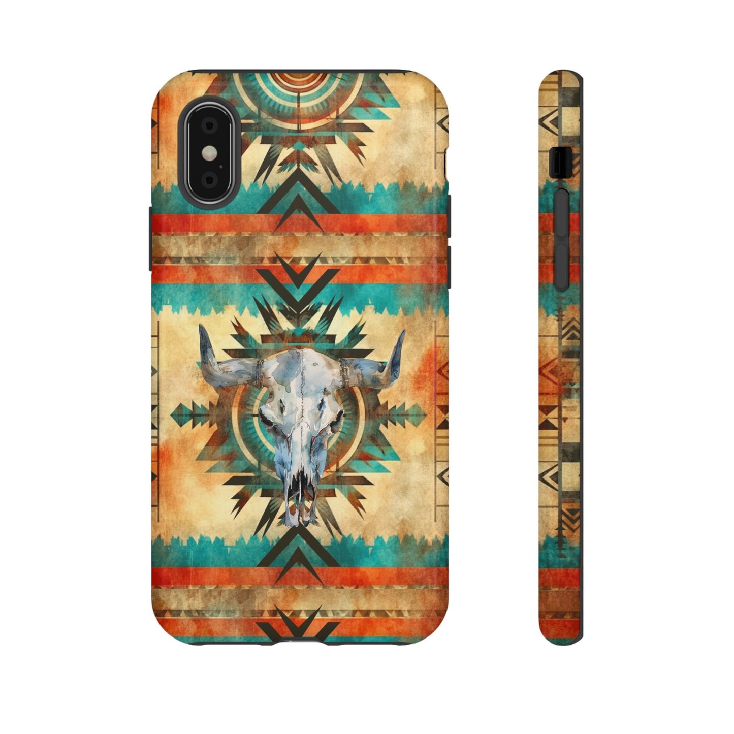 Phone Case, Cowgirl Cell Phone Case - Western Aztec Design, Cow Skull Phone Cover for iPhone 15 14 13 Samsung Ultra Google, Gifts for Her