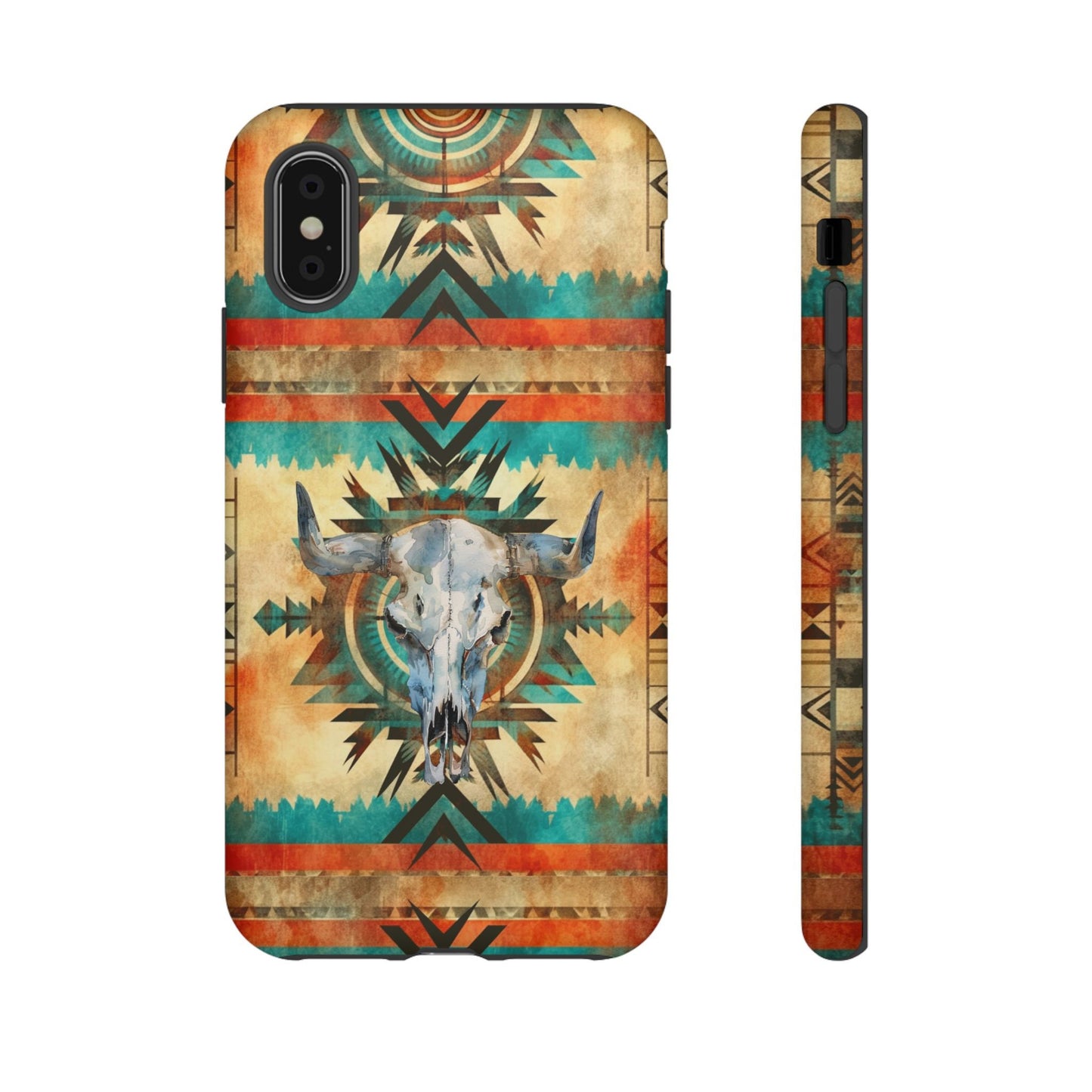 Phone Case, Cowgirl Cell Phone Case - Western Aztec Design, Cow Skull Phone Cover for iPhone 15 14 13 Samsung Ultra Google, Gifts for Her