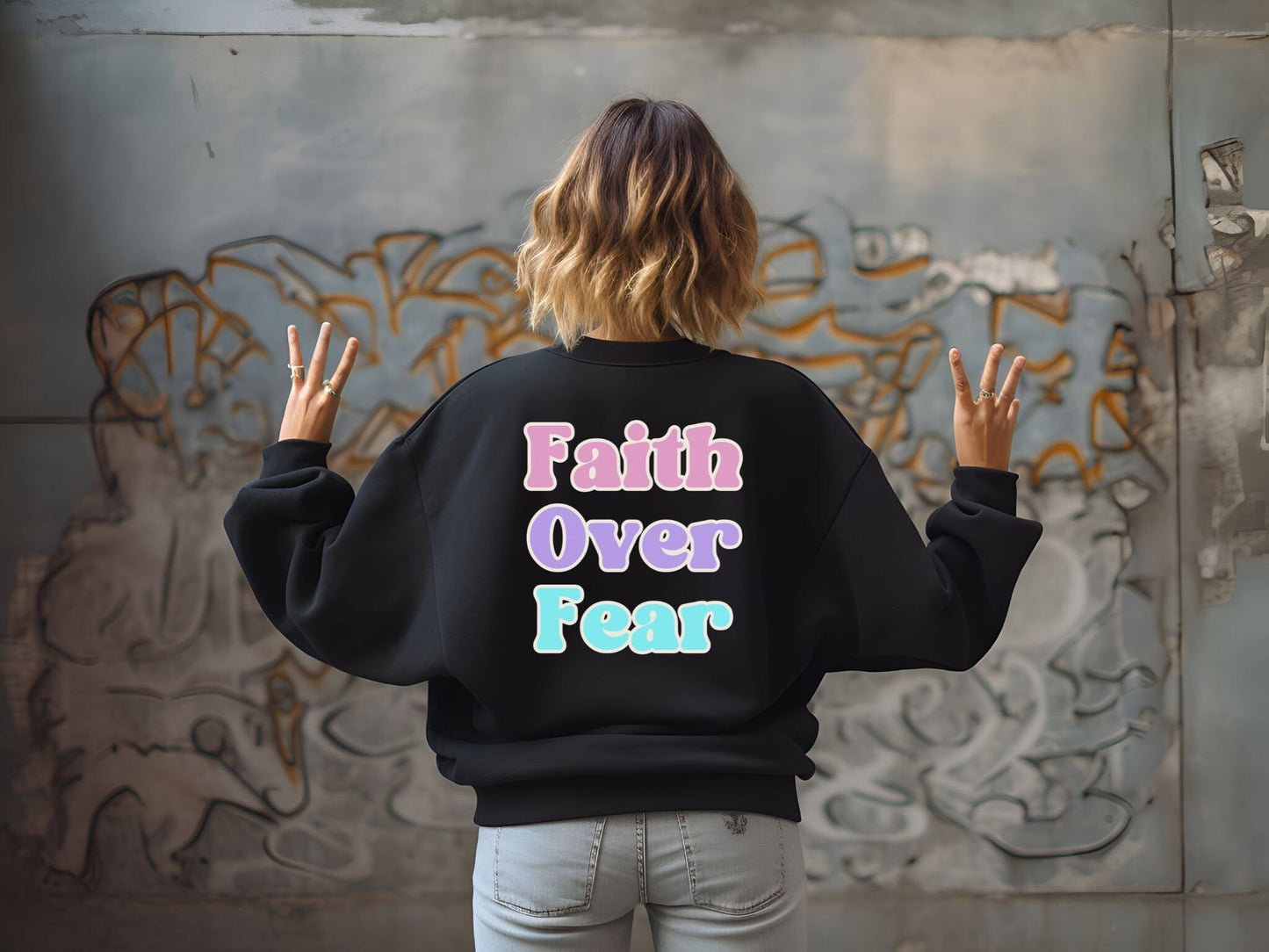 Faith Over Fear Sweatshirt, Aesthetic Sweatshirts, Jesus Hoodie, Trendy Church Shirt, Inspirational Quotes Bible Verse