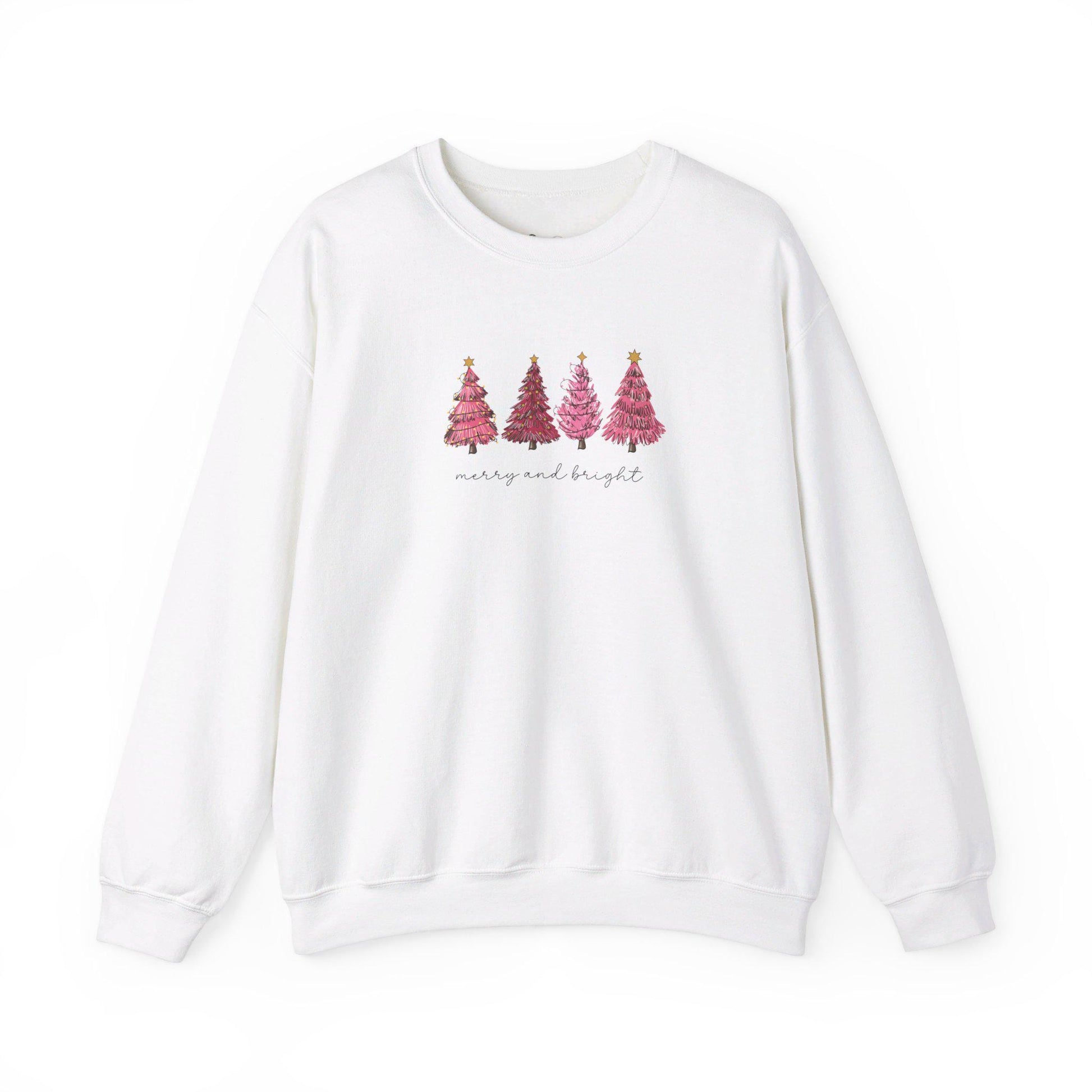 Pink Christmas Sweatshirt, Merry Christmas Shirt, Pink Christmas Tree Sweatshirt, Holiday Hoodie, Winter Sweater, Gifts for Her, Mom Gifts