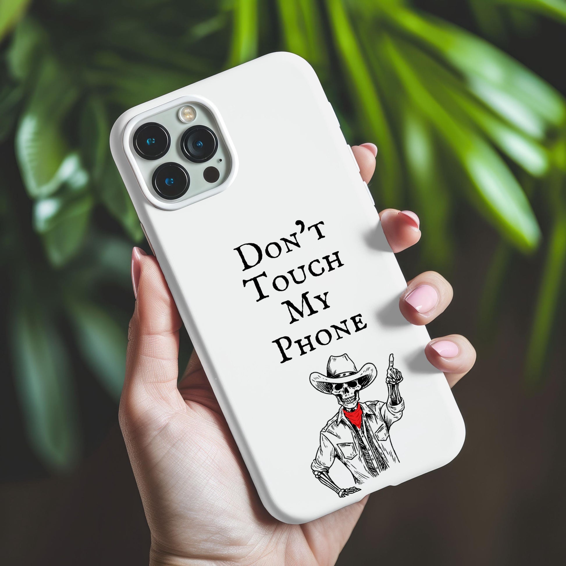 Phone case, Halloween Case Don’t Touch My Phone Case Western Cowboy Phone Case, Cowboy Skeleton Cell, iPhone Samsung Cover, Gift for Her Him