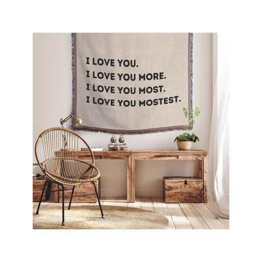 I Love You Mostest Woven Blanket Cotton Anniversary Gift for girlfriend for boyfriend for husband for wife first anniversary 2nd anniversary