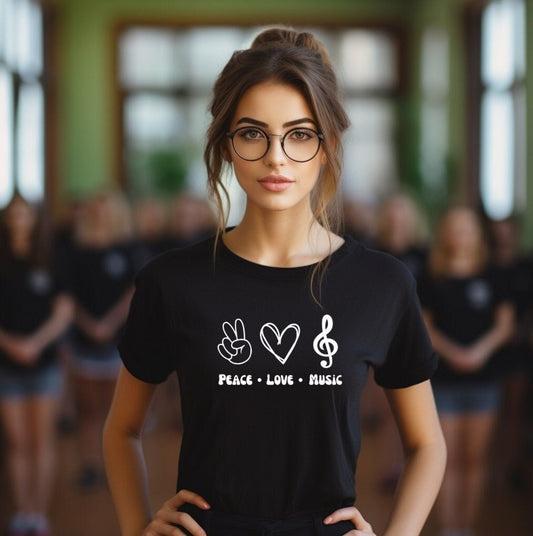 Peace Love Music Shirt, Music Teacher T-Shirt, Country Music Tee, Unique Musician Gifts for Her