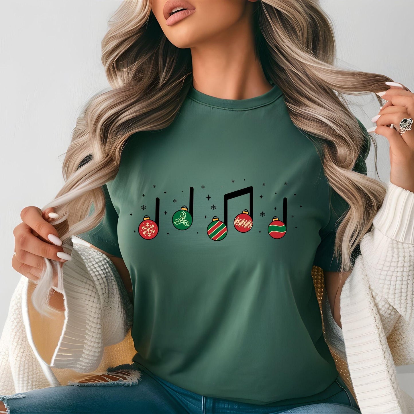 Music Christmas Shirt, Xmas Music Teacher T-Shirt, Festive Holiday Musician Educator Tshirt, Musician Gifts for Her, Piano Instructor, Band