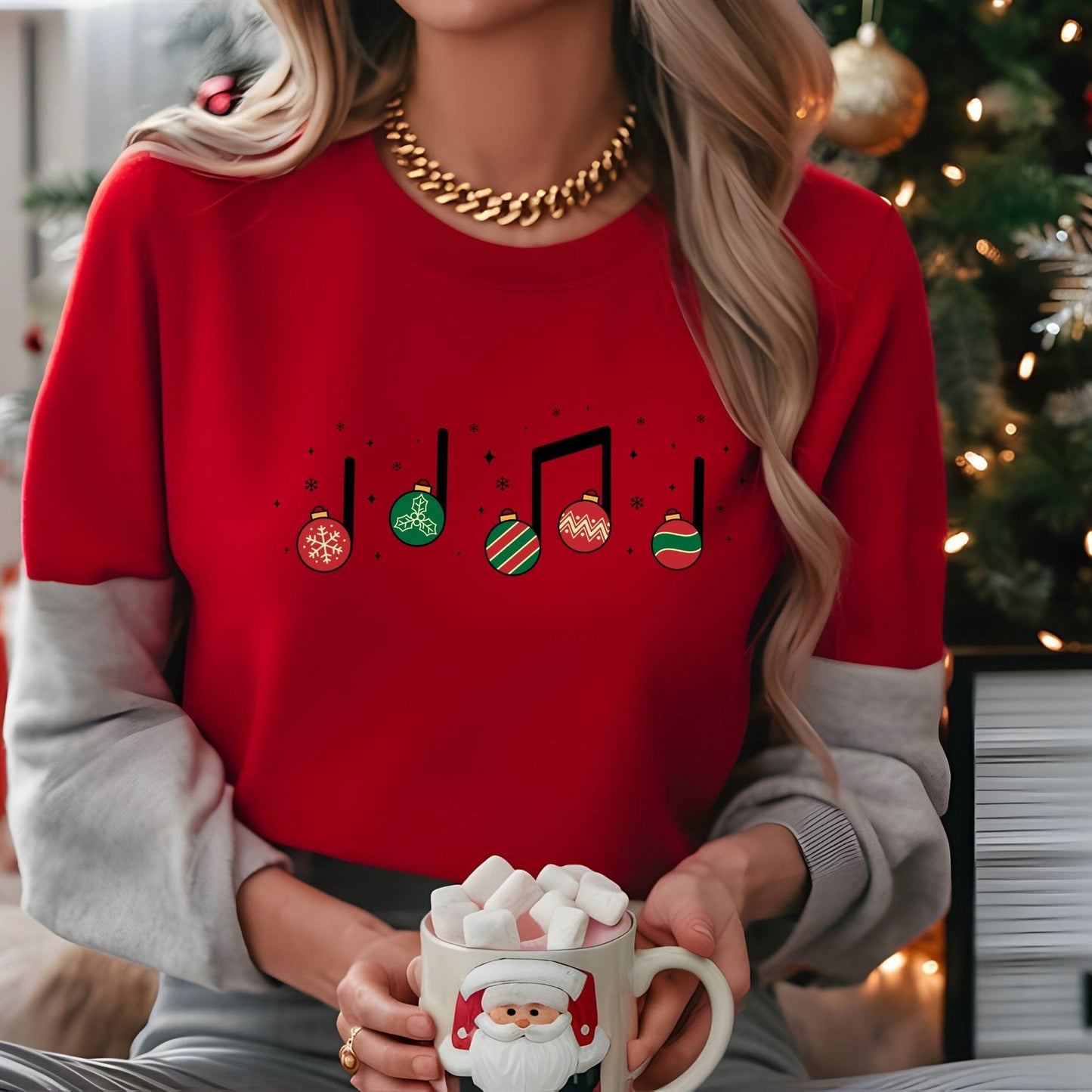 Music Christmas Shirt, Xmas Music Teacher T-Shirt, Festive Holiday Musician Educator Tshirt, Musician Gifts for Her, Piano Instructor, Band