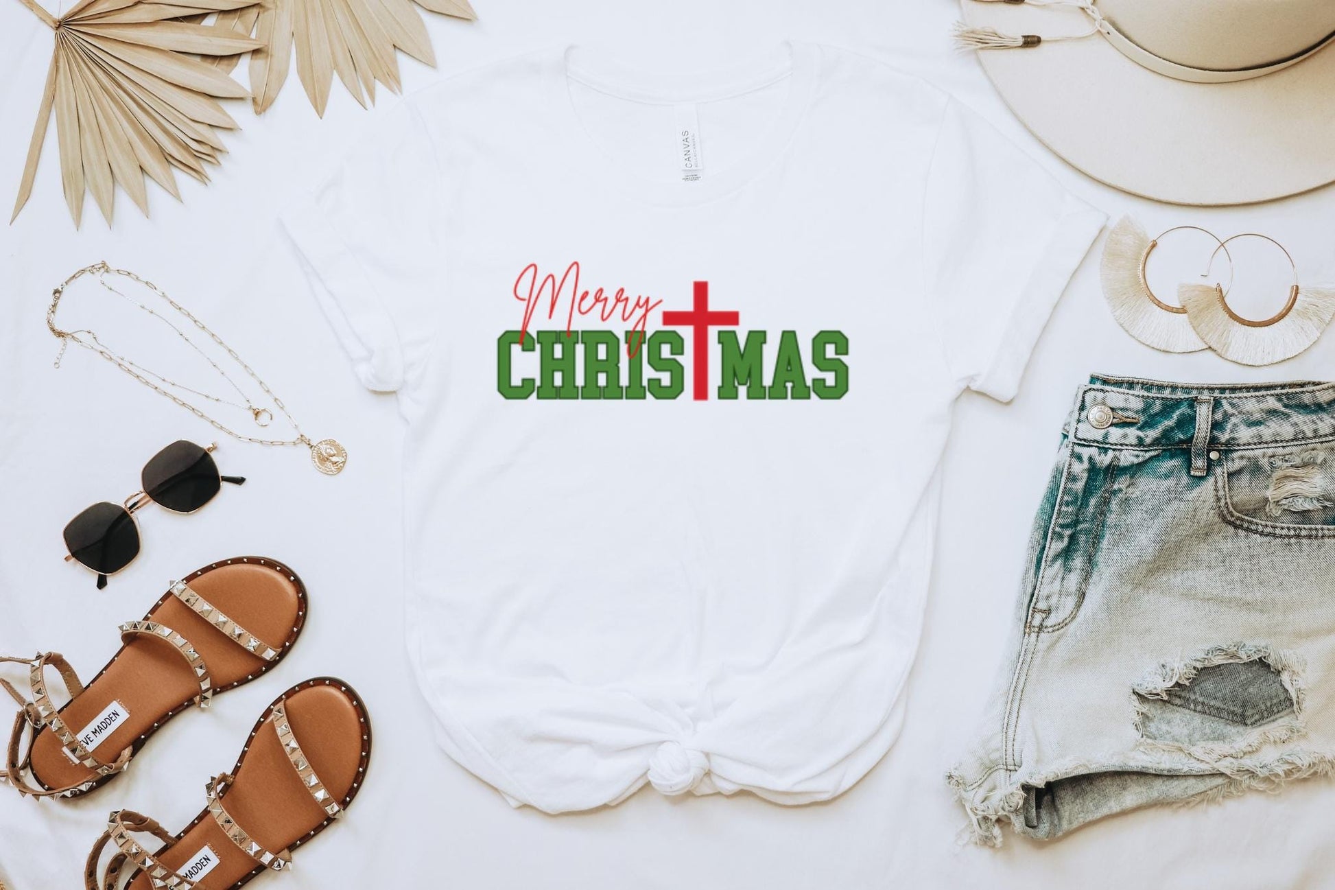 Christian Christmas Shirt, Merry Christmas Cross TShirt, Religious Holiday Apparel, Christmas Gift Graphic Tee, Faith Christmas T-Shirt