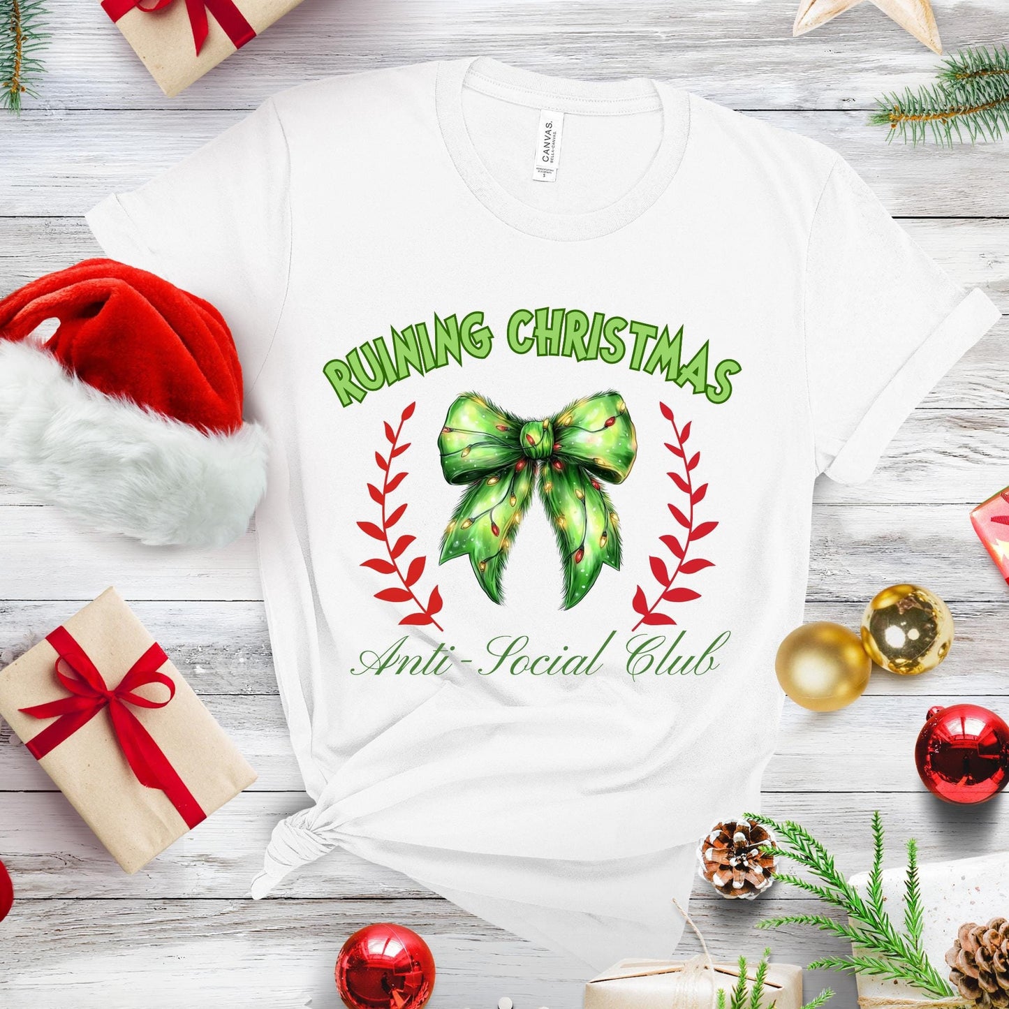 Social Club Shirt, Christmas Club Shirt, Funny Christmas Shirt, Anti-Social Tshirt, Humorous Xmas T-Shirt, Holiday Graphic Tee, Coquette Bow