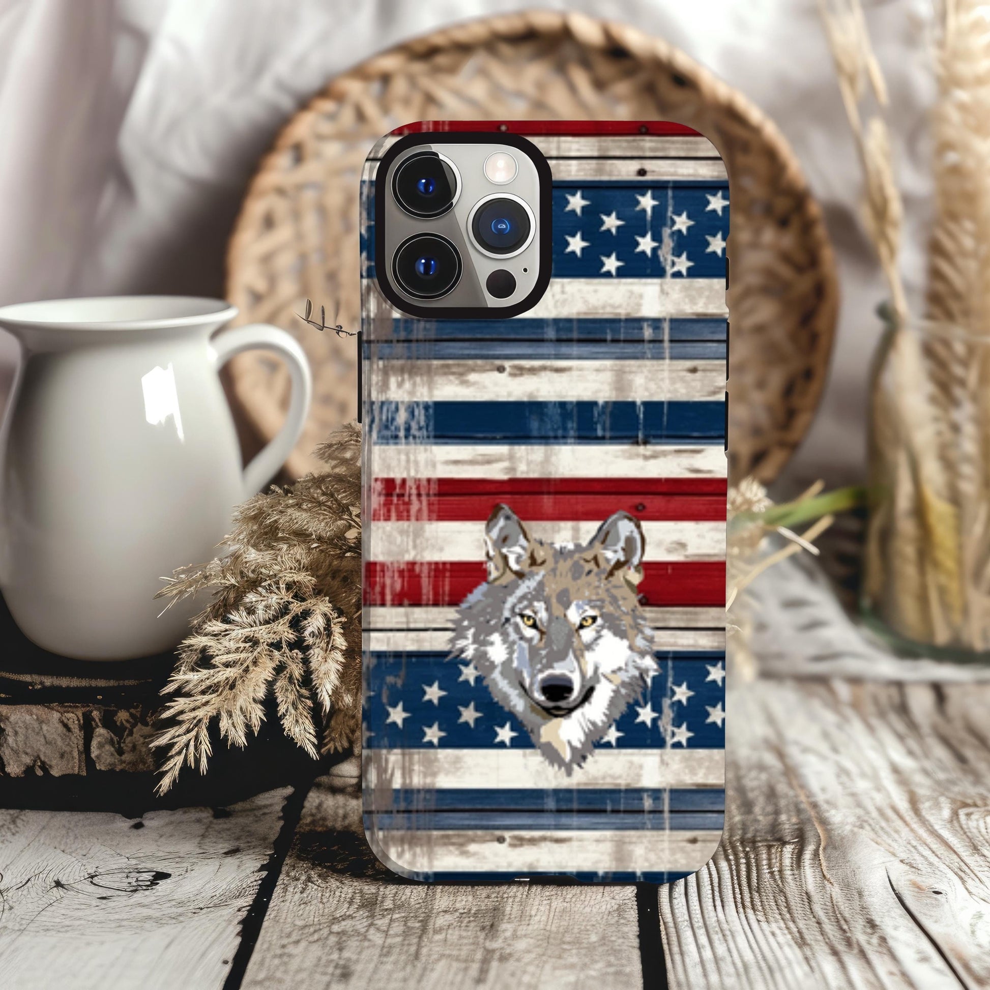 American Wolf Case Cowgirl Chic Cell Phone Cover - Western Design Phone Case for iPhone Samsung Google