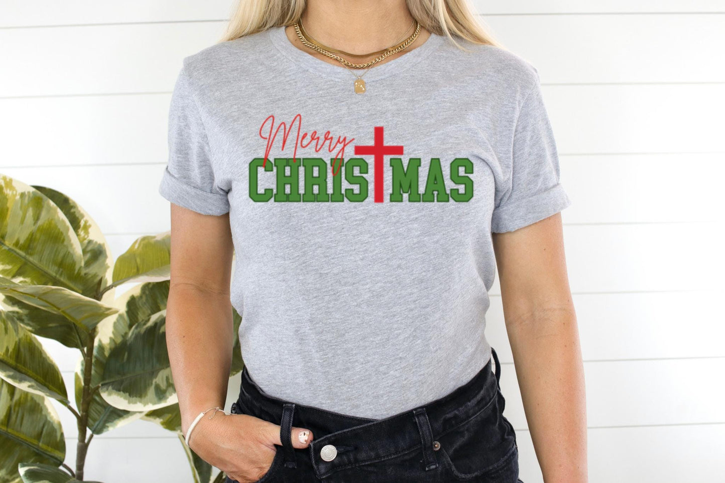 Christian Christmas Shirt, Merry Christmas Cross TShirt, Religious Holiday Apparel, Christmas Gift Graphic Tee, Faith Christmas T-Shirt